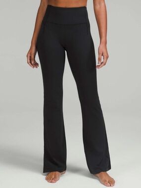 Lululemon groove super high rise split hem flare pant 6 black nulu 2022